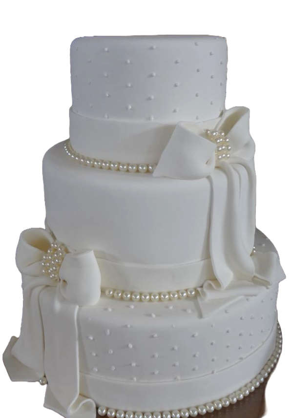 White Pearl & Ribbon Wedding Cake